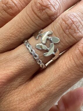 Silver dainty ring set